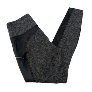 Athleta Black and Gray Herringbone Luxe Metro Drifter Leggings Black Gray